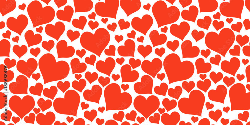 Pastel hearts red background seamless pattern - PatternPictures