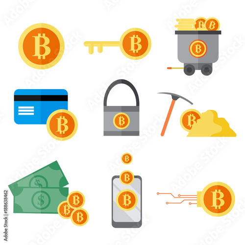 Bitcoin Digital Investment Vector Illustration Graphic Set