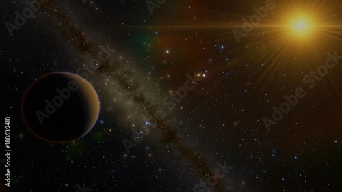 Titan Moon of Saturn and Sun