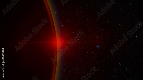 Titan Moon of Saturn Sunrise from Space