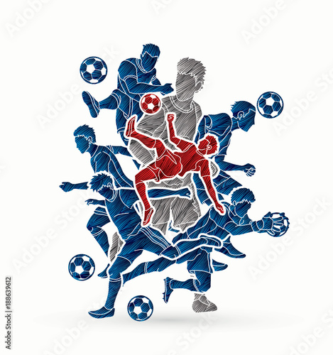 Soccer player team composition designed using grunge brush graphic vector.