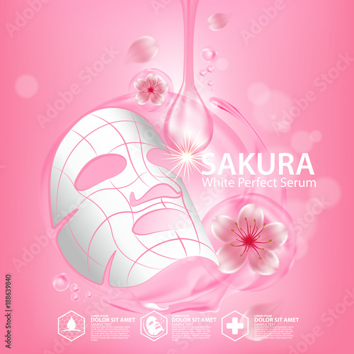 sakura nature serum, collagen solution mask sheet Skin Care Cosmetic.