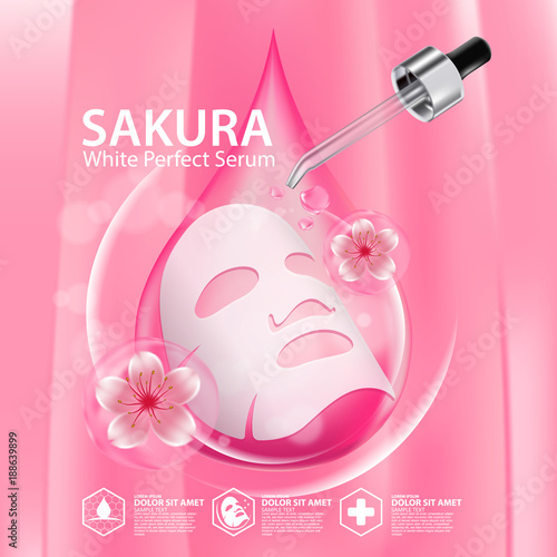 sakura nature serum, collagen solution mask sheet Skin Care Cosmetic.