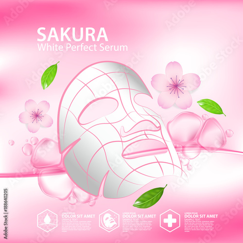 sakura nature serum, collagen solution mask sheet Skin Care Cosmetic.