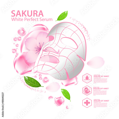 sakura nature serum, collagen solution mask sheet Skin Care Cosmetic.