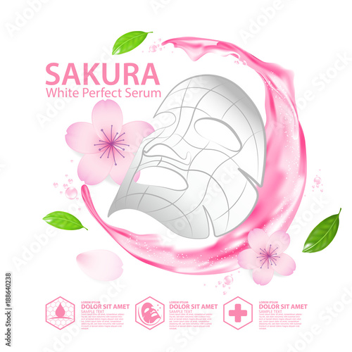sakura nature serum, collagen solution mask sheet Skin Care Cosmetic.