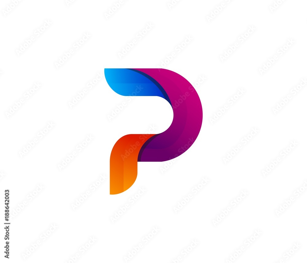 letter P colorful logo icon element - obrazy, fototapety, plakaty 