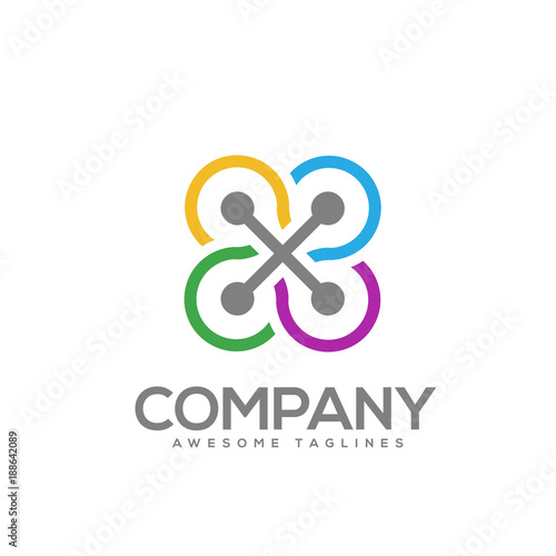 connect circle logo, circle connect logo,communication, interaction, integrate concept. Color Vector icon. network business company logo