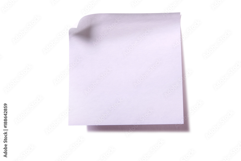 One single plain white square sticky post it note with curled corner isolated on white background photo One single plain white square sticky post it note with curled corner isolated on white background photo