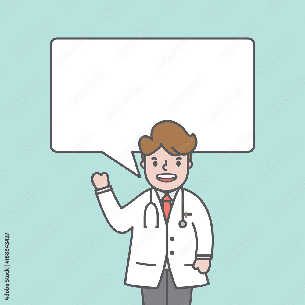 Doctor character & text box speech illustration vector on green background. Medical concept. Doctor character & text box speech illustration vector on green background. Medical concept.
