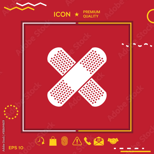 Cross adhesive bandage, medical  plaster icon