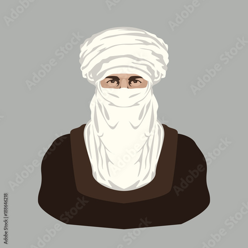 Arab Bedouin  face vector illustration flat style front