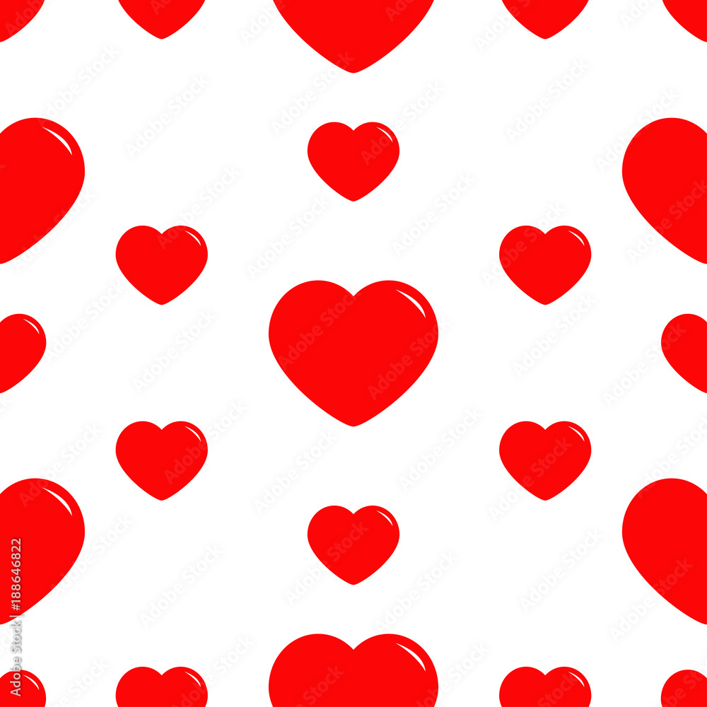 Big red heart Seamless Pattern. Wrapping paper, textile template. Happy Valentines Day sign symbol. White background. Love card. Isolated. Flat design Big red heart Seamless Pattern. Wrapping paper, textile template. Happy Valentines Day sign symbol. White background. Love card. Isolated. Flat design