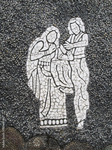 Couple with child, Rock Garden, Malampuzha, Kerala, India photo