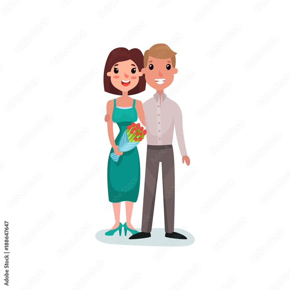 Happy couple in love on a date cartoon vector Illustration Happy couple in love on a date cartoon vector Illustration