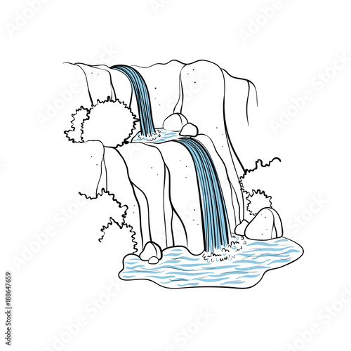 Vector illustration of waterfall.