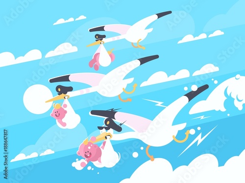 Storks carry babies in beaks