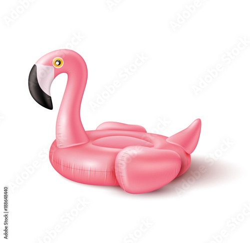 Fototapeta Wektor 3d różowy flamingo basen nadmuchiwany pierścień
