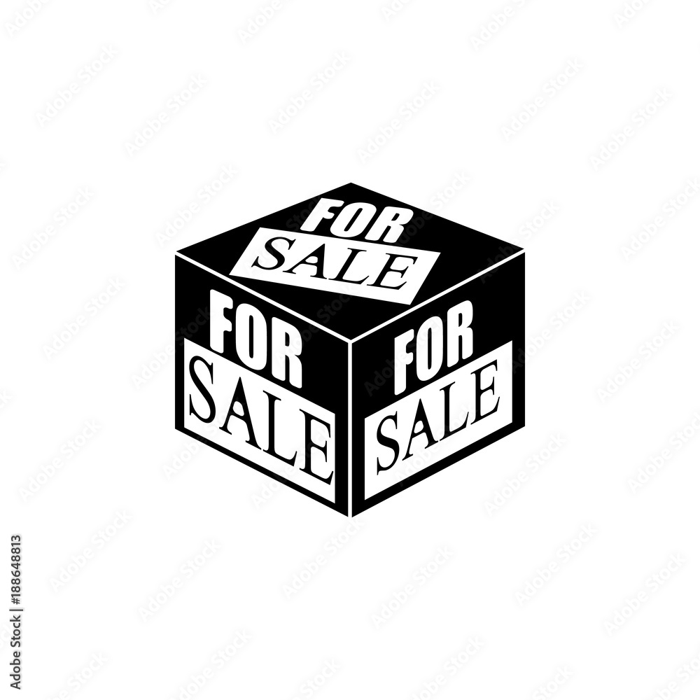 Fotografie cube with the sale icon