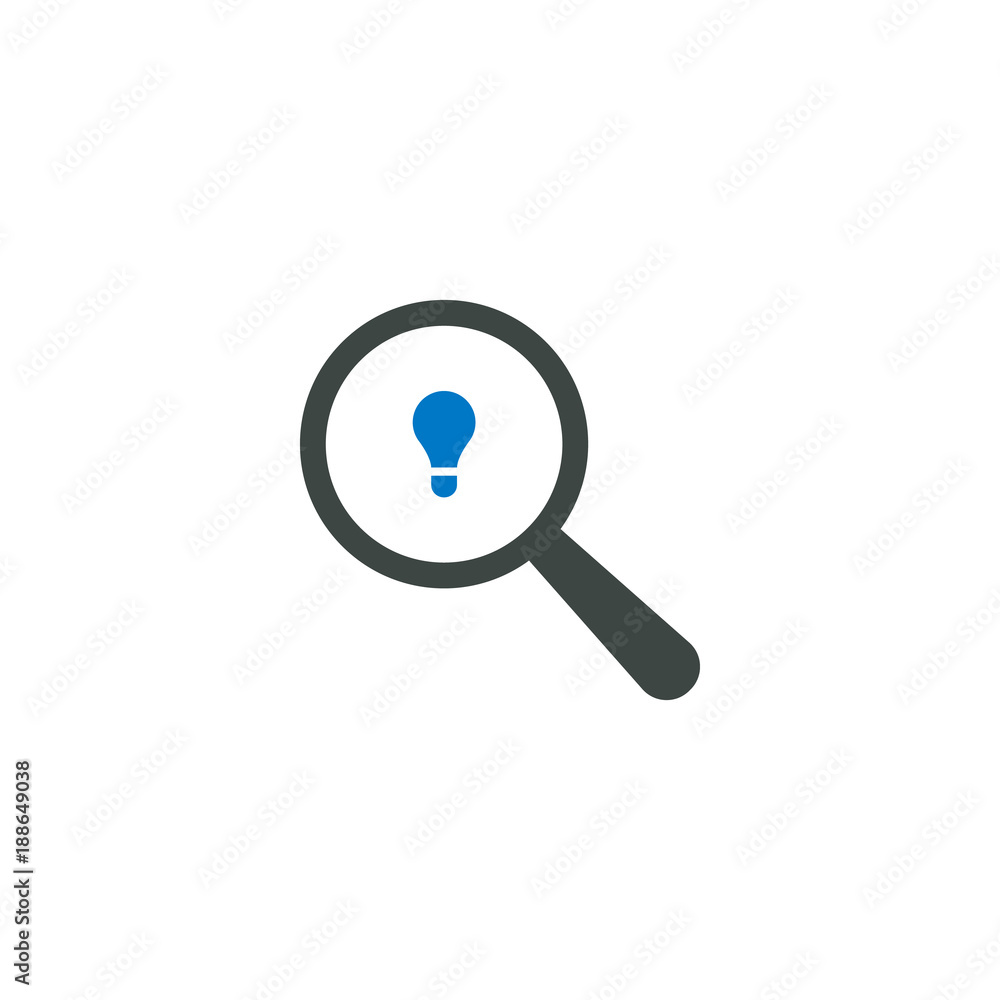 Magnifying glass icon, light bulb icon Magnifying glass icon, light bulb icon