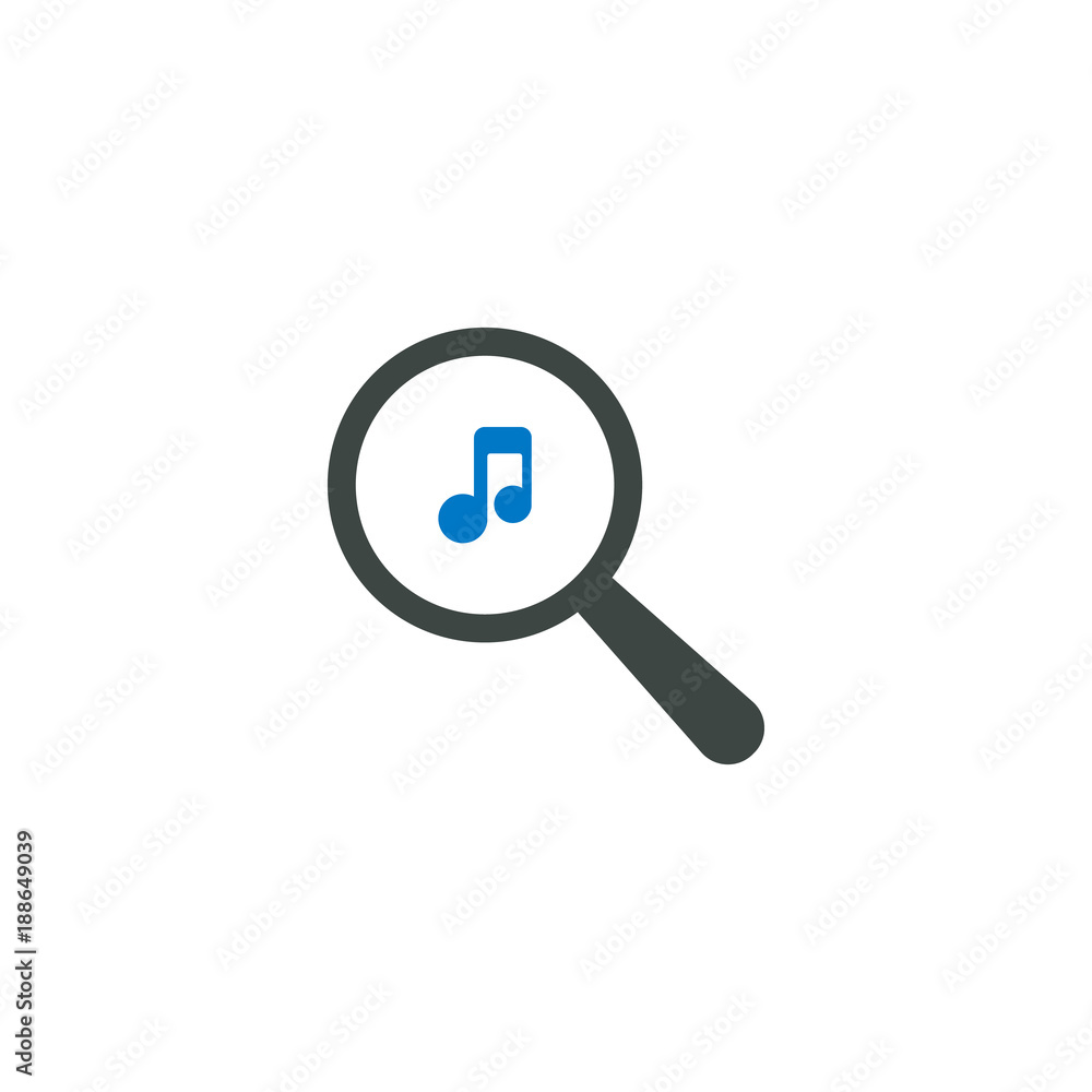 Magnifying glass icon, music icon