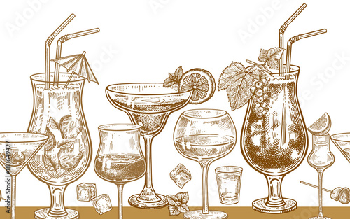 Seamless pattern with wine drinking.