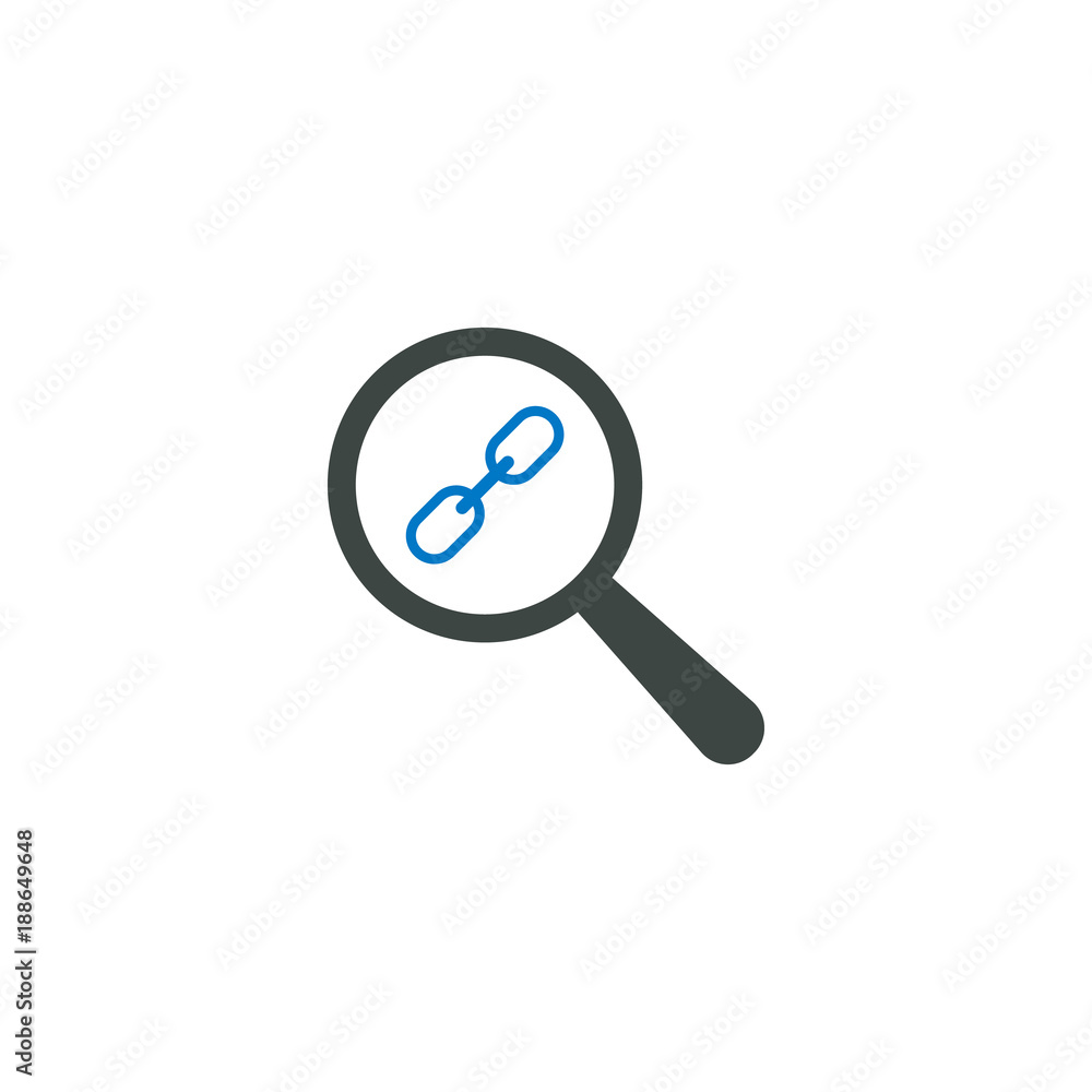 Magnifying glass icon, Chain link icon Magnifying glass icon, Chain link icon