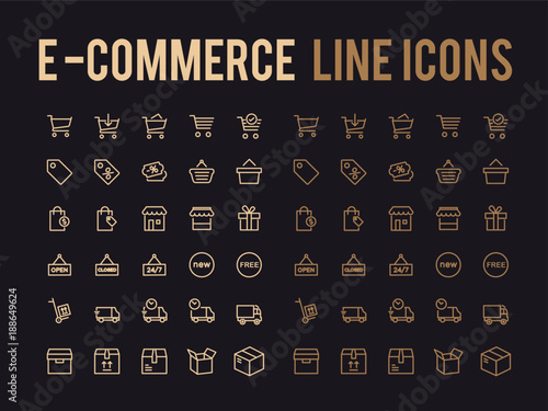 Online shopping vector line icon - app and mobile web responsive