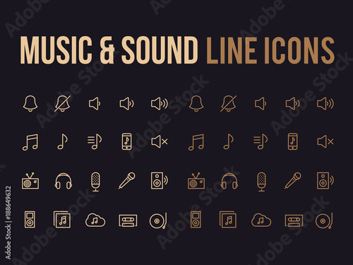 Music, sound vector line icon for app, mobile website responsive