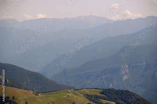 Monte Baldo. Italy. Beautiful view from the mountain to the foothills. photo