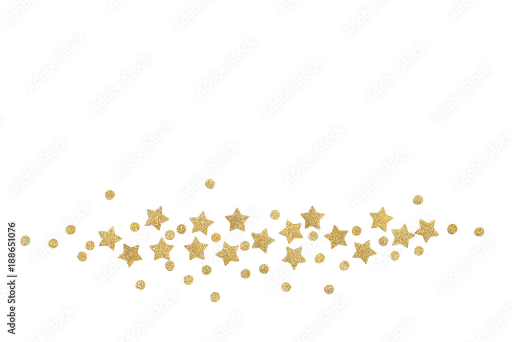 Gold star paper cut on white background - isolated