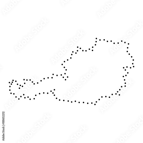 Abstract schematic map of Austria from the black dots along the perimeter of vector illustration