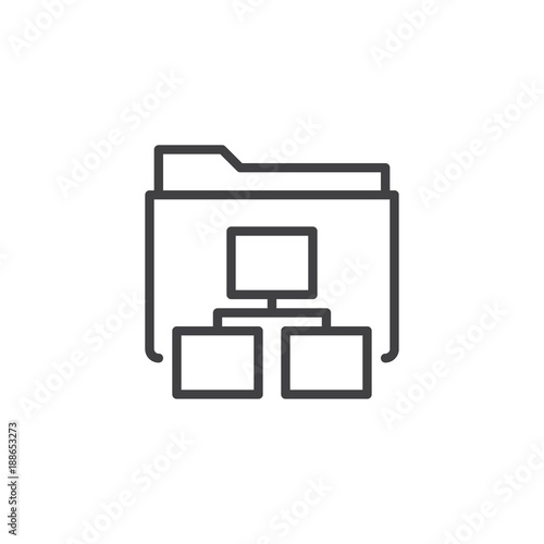 Network shared folder line icon, outline vector sign, linear style pictogram isolated on white. Symbol, logo illustration. Editable stroke