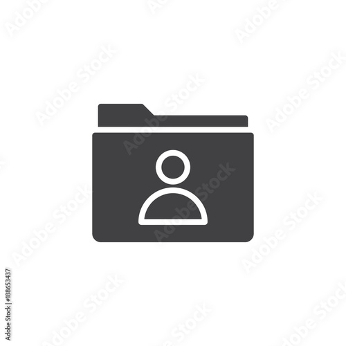 User folder icon vector, filled flat sign, solid pictogram isolated on white. Folder with person symbol, logo illustration.