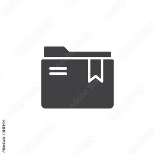 Folder with bookmark icon vector, filled flat sign, solid pictogram isolated on white. Symbol, logo illustration.