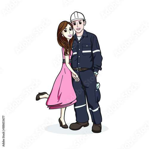 Couple vector illustration in cartoon style.