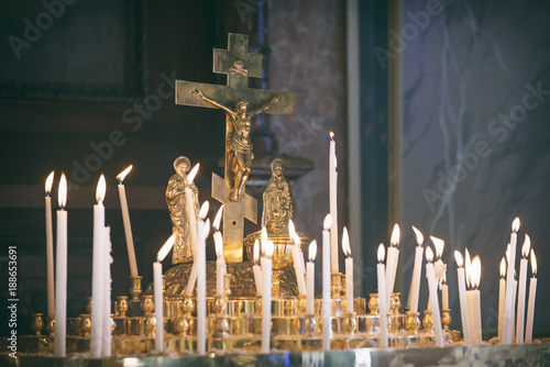 Burning Candles Inside The Church