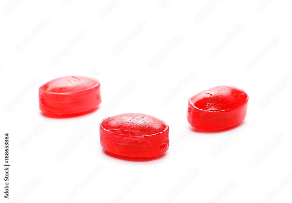 Red candies isolated on white background Red candies isolated on white background