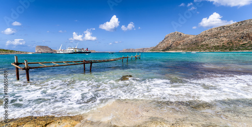 Fototapeta Naklejka Na Ścianę i Meble -  Cruise ship in Balos, Crete - Greece