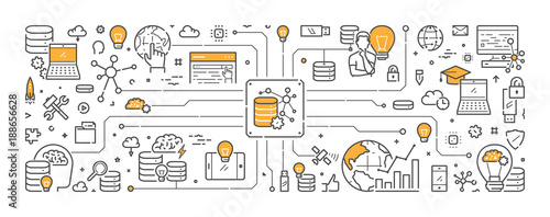 Vector line web banner for big data