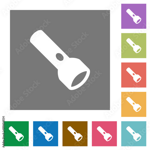 Flashlight square flat icons