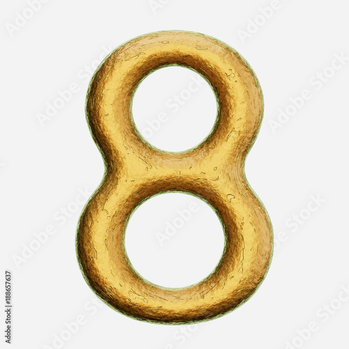 Rough Bronze Number 8 on a White Background
