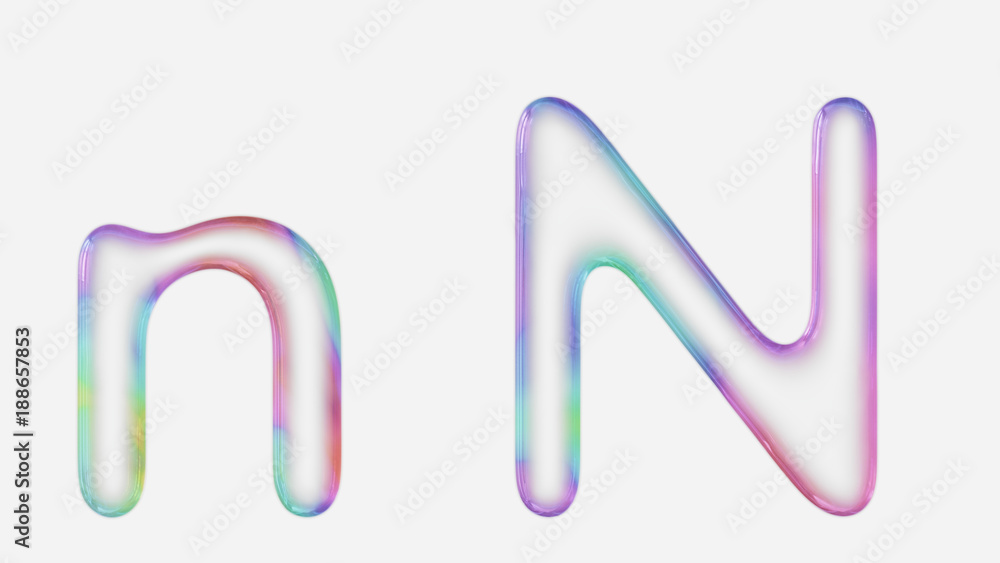 Vibrantly Colorful Upper and Lower Case n Rendered Using a Bubble Vibrantly Colorful Upper and Lower Case n Rendered Using a Bubble