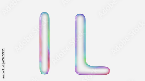 Vibrantly Colorful Upper and Lower Case l Rendered Using a Bubble