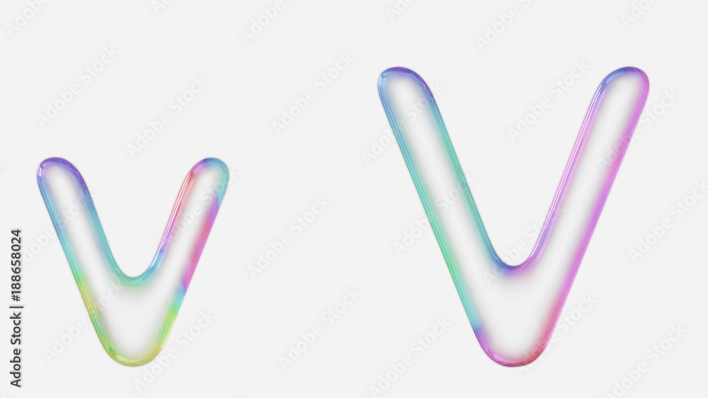 Vibrantly Colorful Upper and Lower Case v Rendered Using a Bubble Vibrantly Colorful Upper and Lower Case v Rendered Using a Bubble