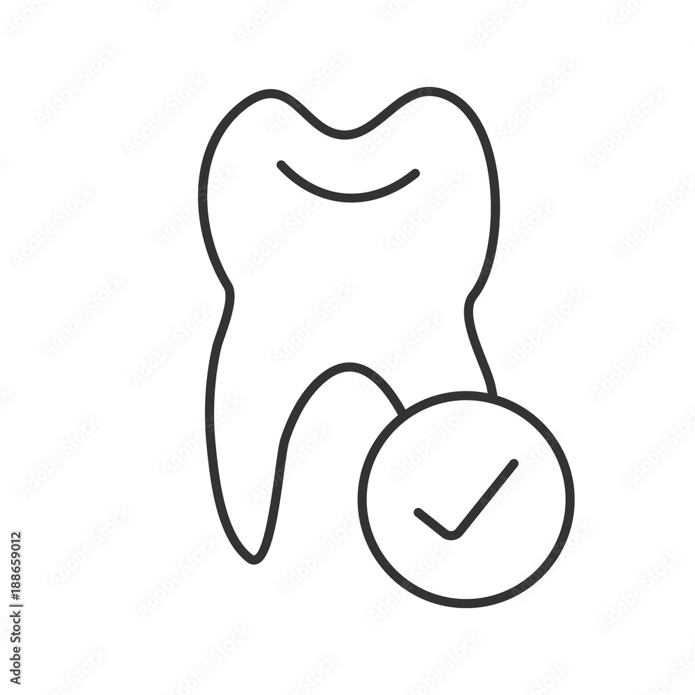 Tooth with checkmark linear icon Tooth with checkmark linear icon