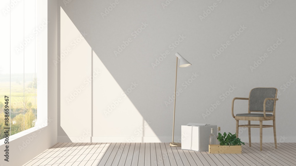 Fototapeta premium The interior hotel relax space 3d rendering and white background