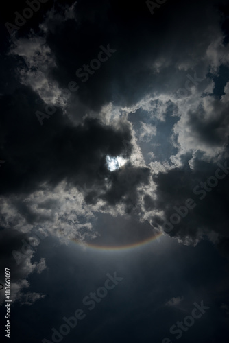 A Part of Circular sunlight in cloudy sky