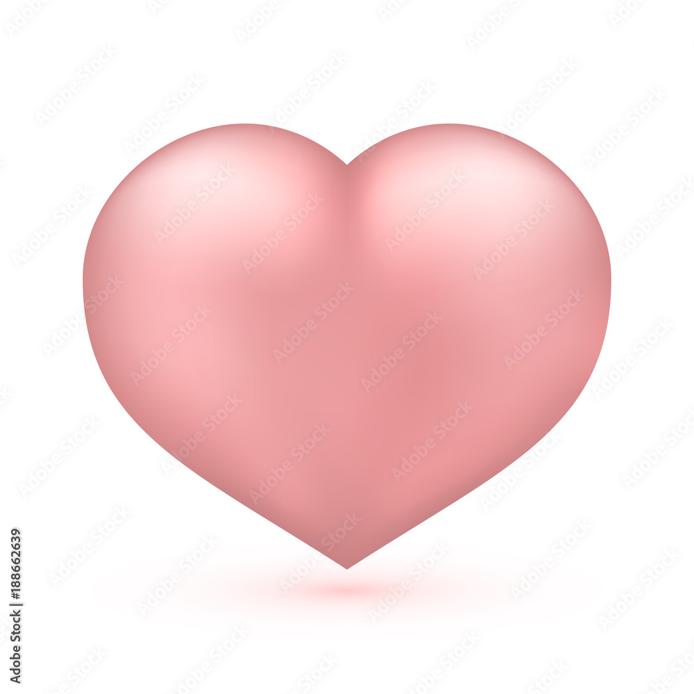 Realistic soft pink heart isolated on white. Valentine’s day greeting card background. 3D icon. Romantic vector illustration. Easy to edit design template. Realistic soft pink heart isolated on white. Valentine’s day greeting card background. 3D icon. Romantic vector illustration. Easy to edit design template.