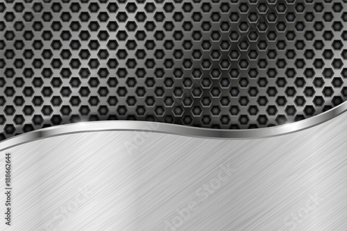 Metal perforated background with brushed element